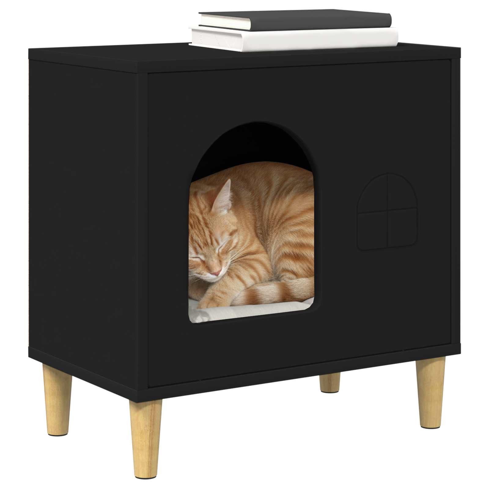 vidaXL Tierkorb 51 x 30 x 52 cm Katzenhaus Schwarz 51x30x52 cm Spanplatte