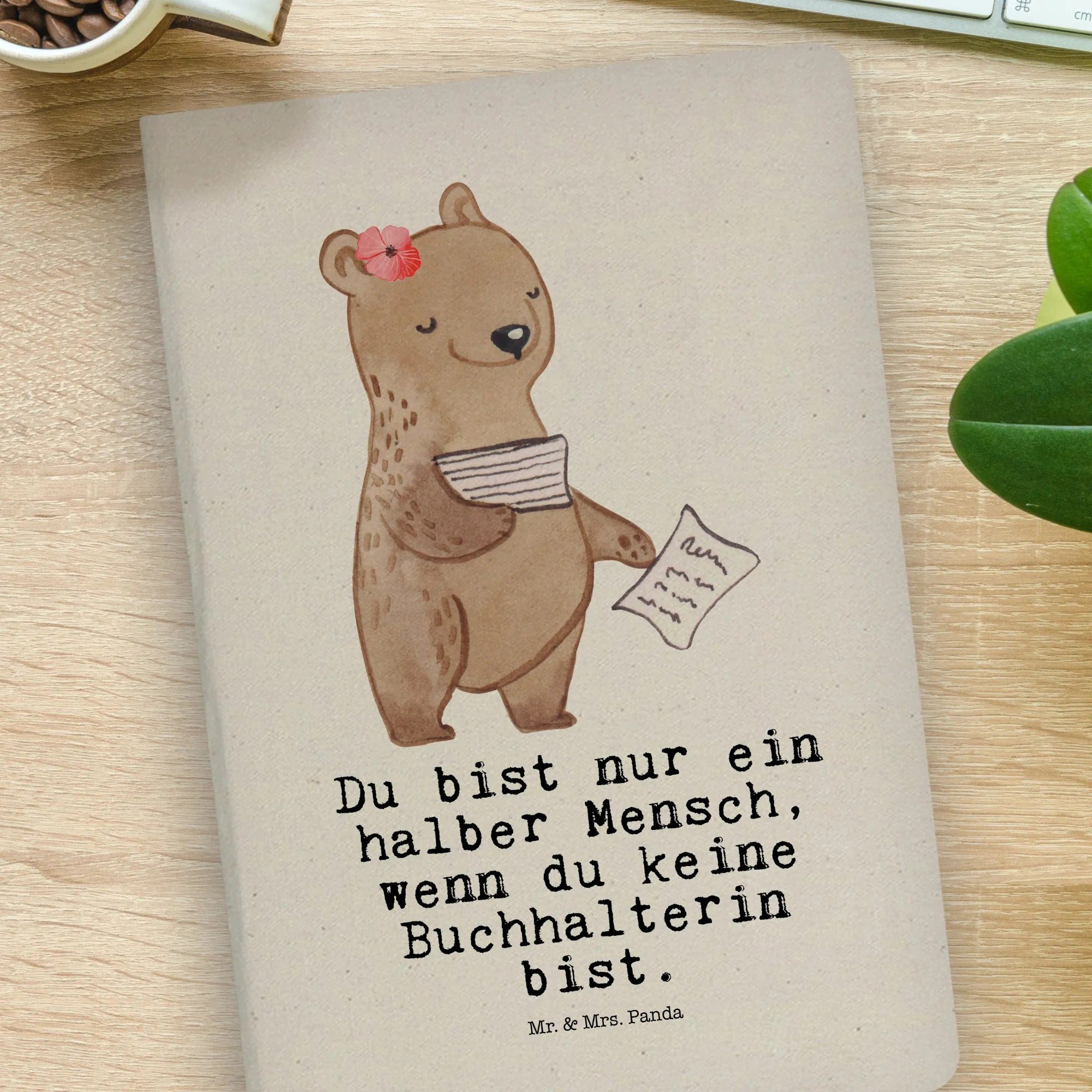 Thumbnail - Mr. & Mrs. Panda Notizbuch Buchhalterin Herz - Transparent - Geschenk, Baumwoll Notizbuch, A4 No Mr. & Mrs. Panda, Echte...