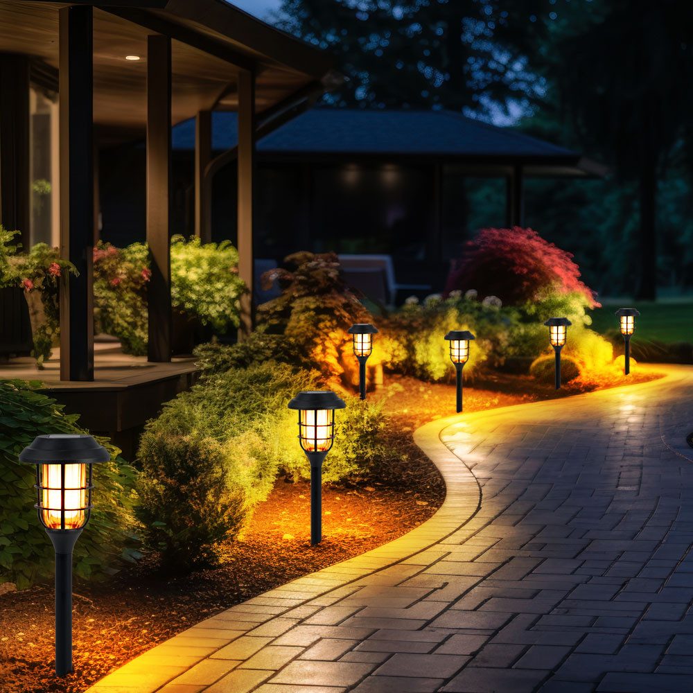 NOWA LED Solarleuchte, LED-Leuchtmittel fest verbaut, Warmweiß, 9x Solarlampen Garten Deko für Außen Erdspiess Solarlampen