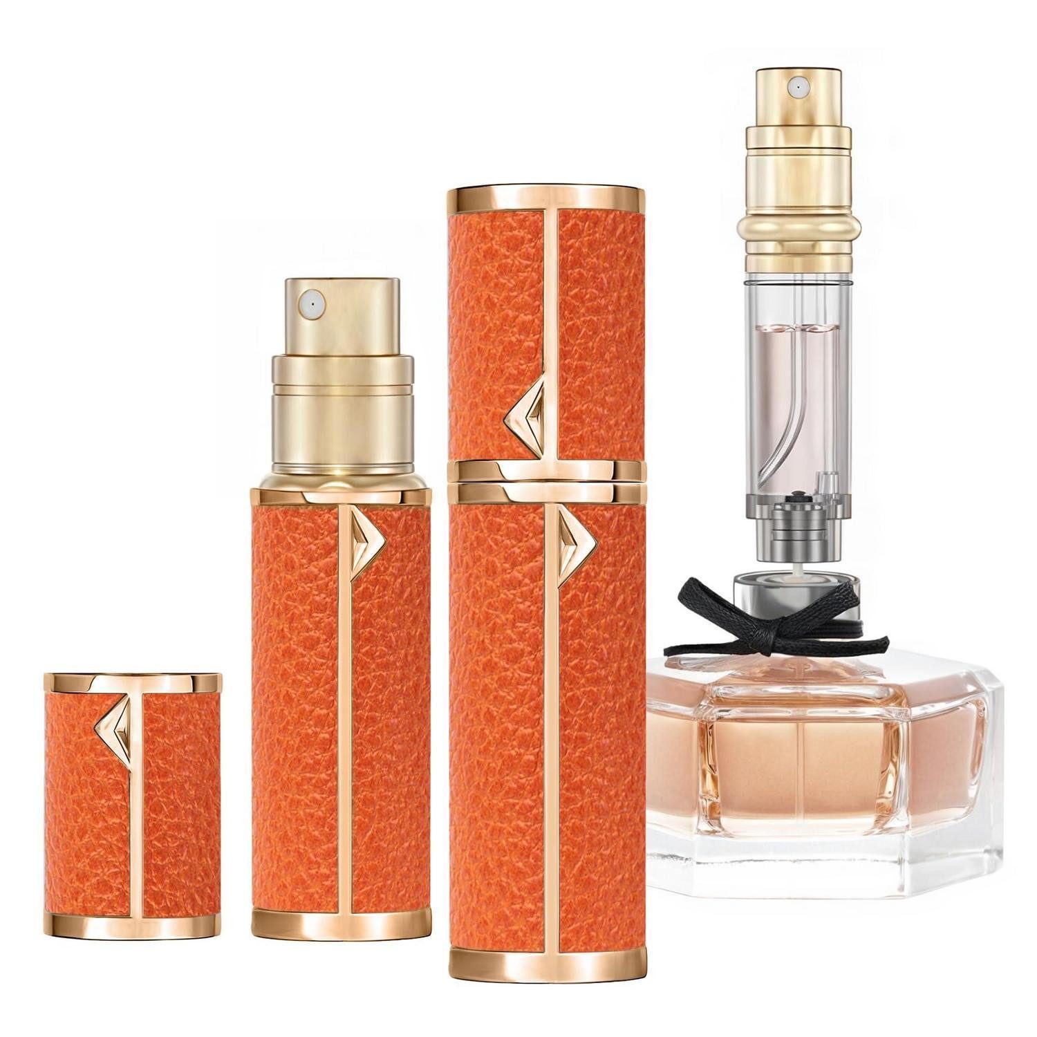 LuxusKollektion Parfümzerstäuber Parfümzerstäuber nachfüllbar 5ml Orange-Gold