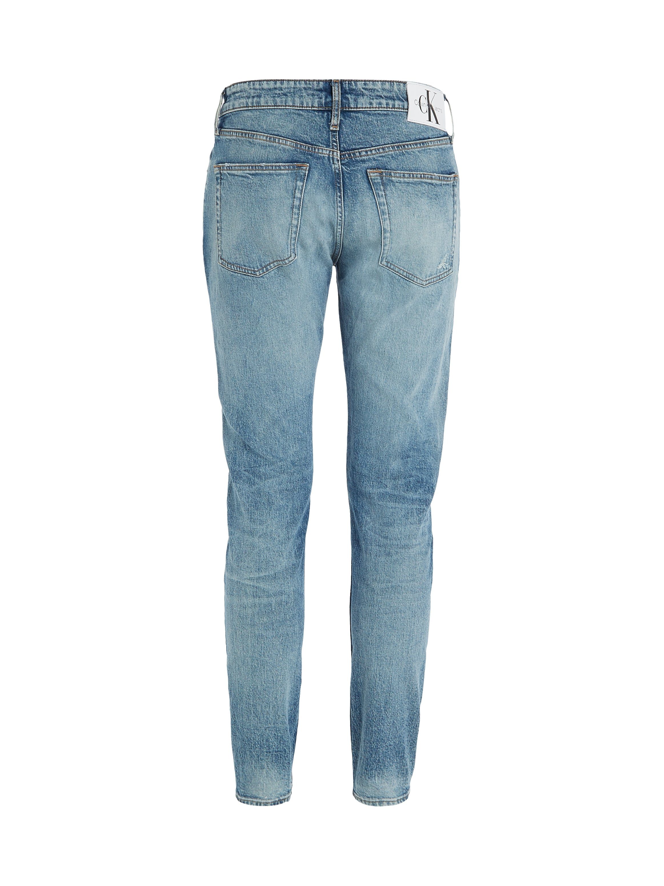 Tapered-fit-Jeans Klein TAPER Leder-Badge Jeans Denim 1A4 SLIM mit Calvin