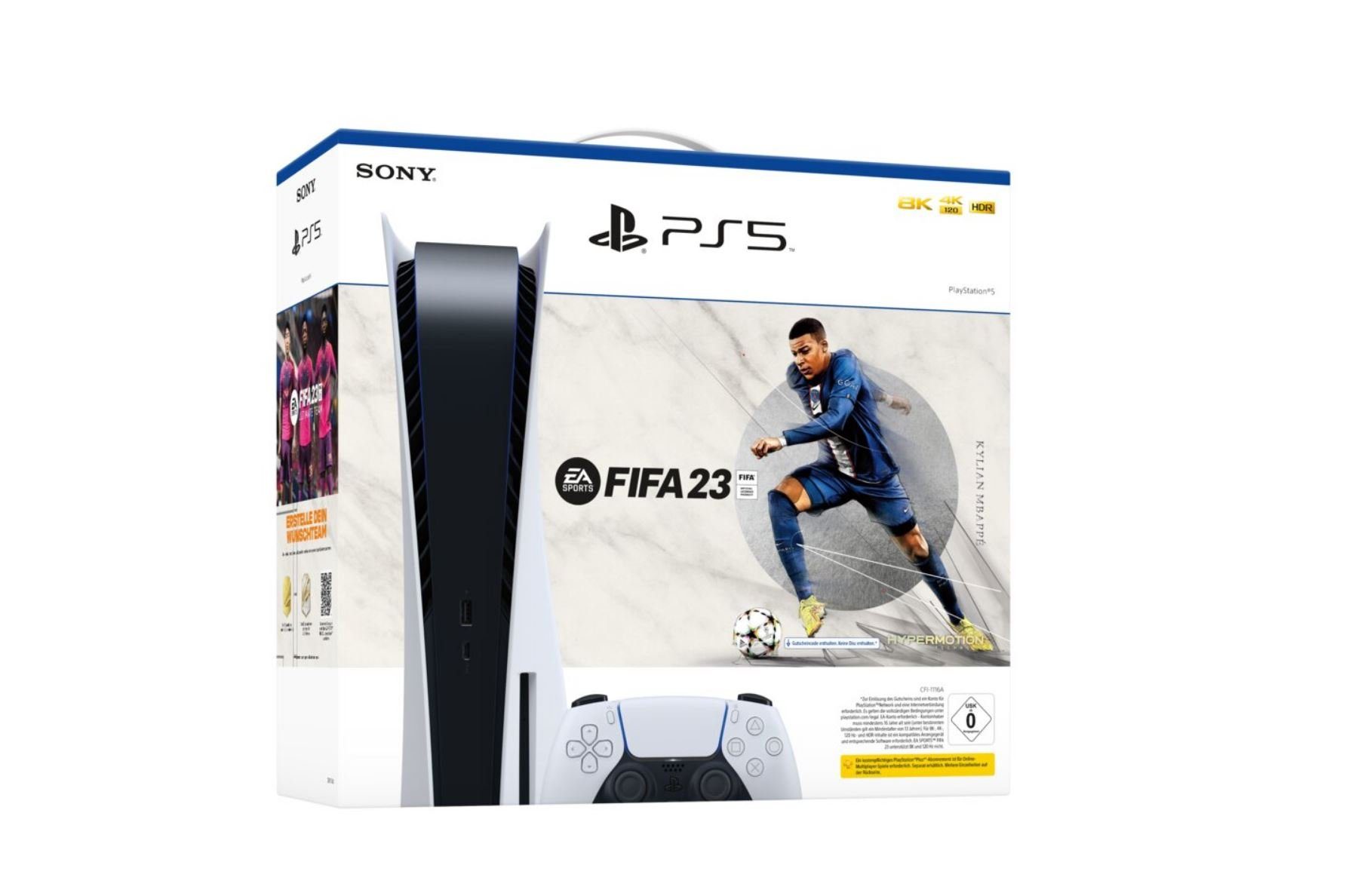 Playstation 5 Sony Konsole Disc Laufwerk + FIFA23 Spiel Bundle mit 1 Controller