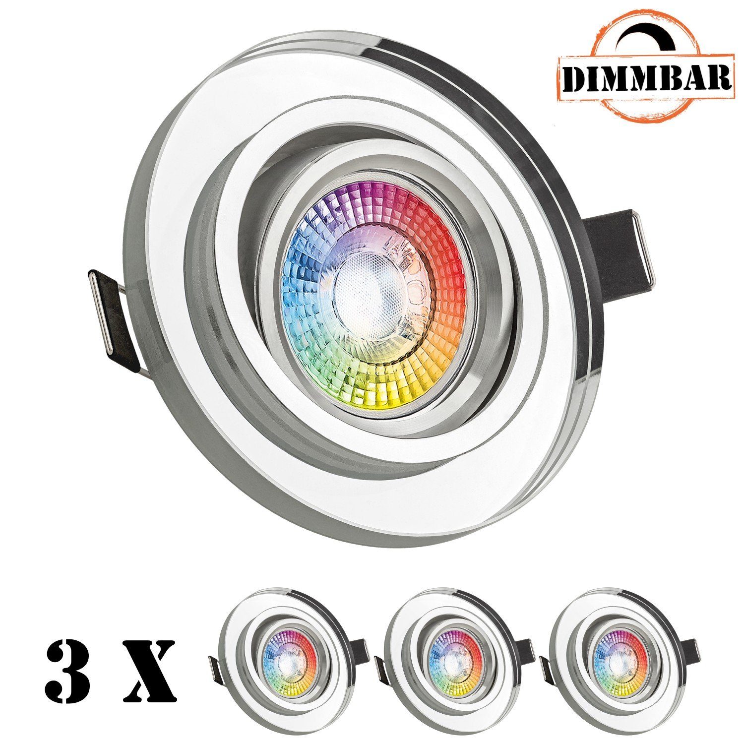 LEDANDO LED Einbaustrahler 3er RGB 3W mit in Set Einbaustrahler weiß flach LED LEDA LED extra von