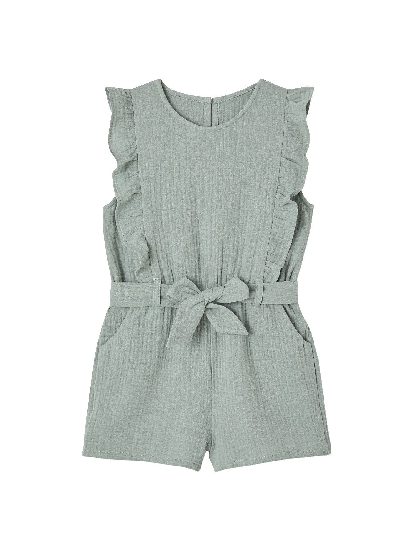 vertbaudet Jumpsuit Kurzer Mädchen Jumpsuit mit Volants, Musselin