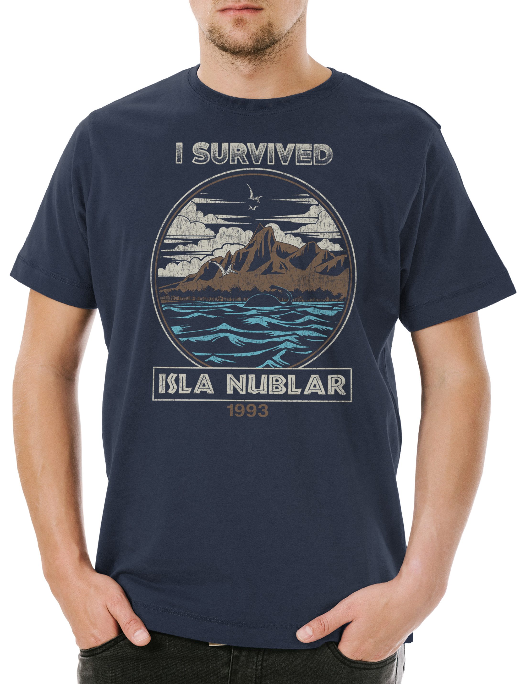 Print-Shirt Jurrasic Island Herren T-Shirt Park Logo Symbol Sign Dinosaurier