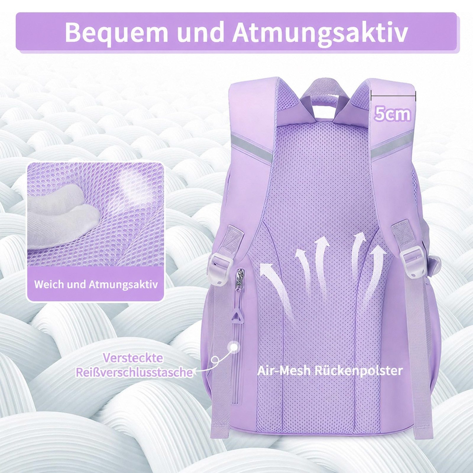 MOPUEA Schulrucksack Teenager-Schulranzen-Set, mit Stifteetui und Badge-Label (Wasserdicht Schulranzen,Unisex Geeignet für Mittelstufe-Universität, 2-tlg., für zum Schulbesuch,Einkaufen,Camping usw), Mit ergonomischem Design zur Entlastung von Schultern und Rücken