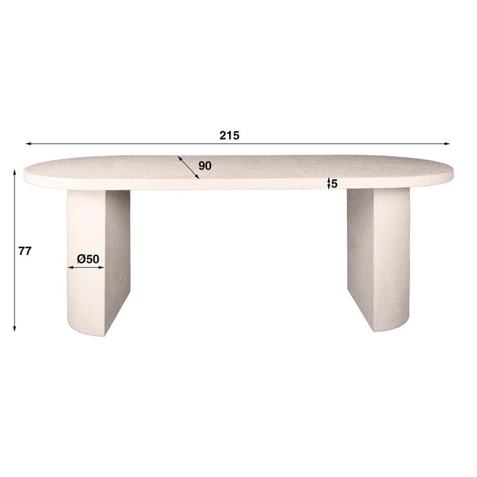 Maison ESTO Esstisch Esszimmertisch VALENTO 215 cm oval Creme Marmor-Komposit Steinoptik – Bild 4 von 5