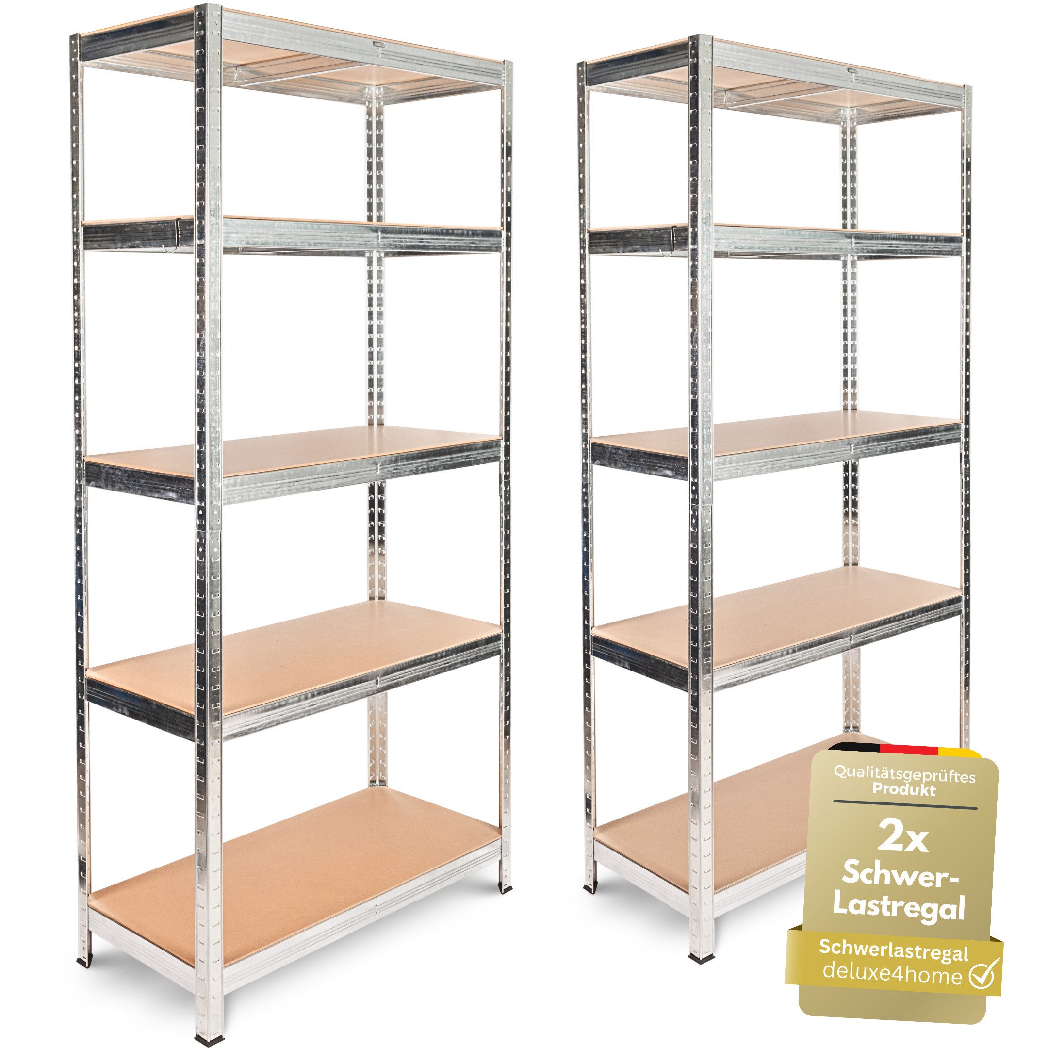 deluxe4home Schwerlastregal 2er Set Kellerregal verzinkt günstig online kaufen