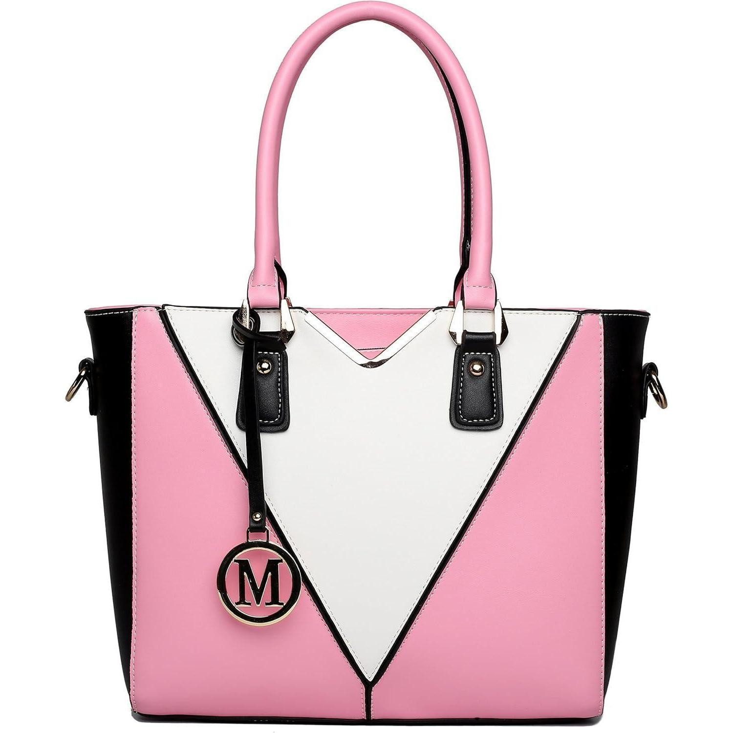 Handtasche Damen Handtasche V-Design Schultertasche Shopper Rosa