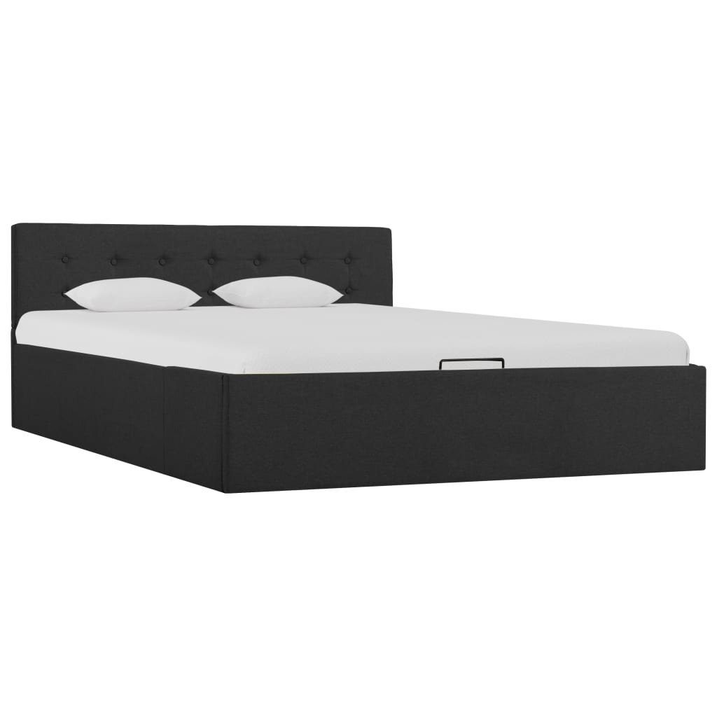 vidaXL Stauraumbett aus Stoff in Dunkelgrau (LxBxH: 211x148x73 cm)