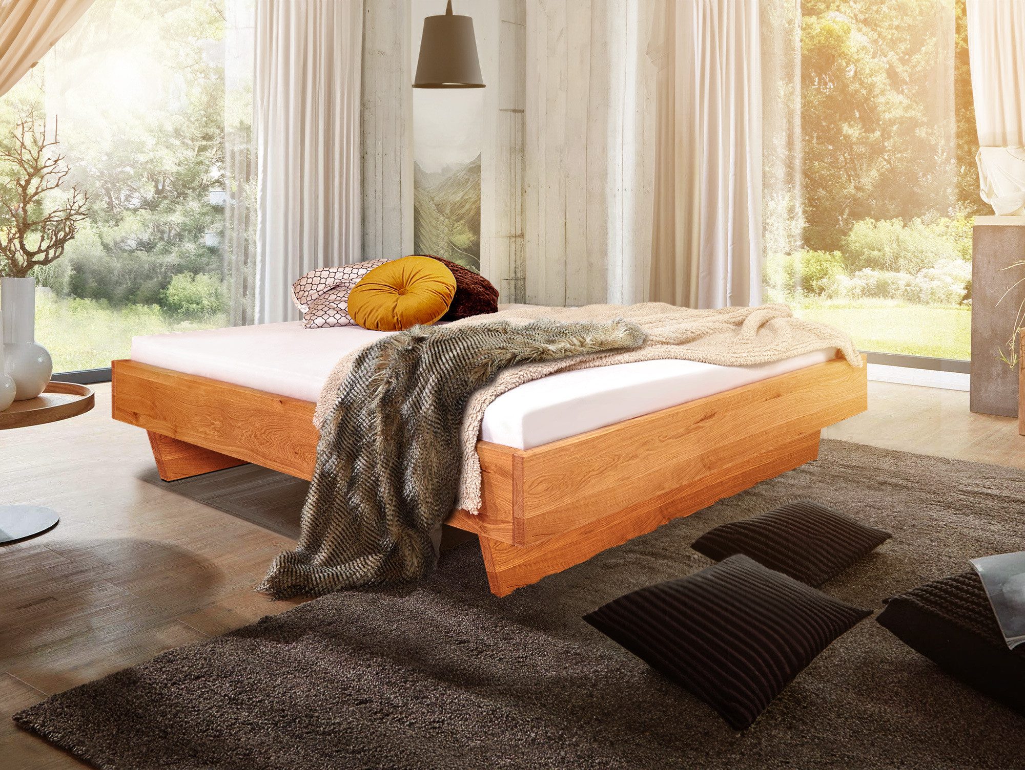 Moebel-Eins Massivholzbett, DAKONA Wangenbett ohne Kopfteil, Material Massivholz