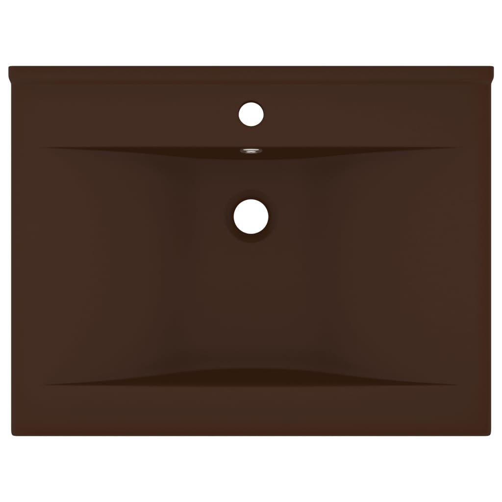 vidaXL Waschbecken NA Waschbecken Badezimmer Einbauwaschbecken mit Hahnloch Matt-Dunkelbr