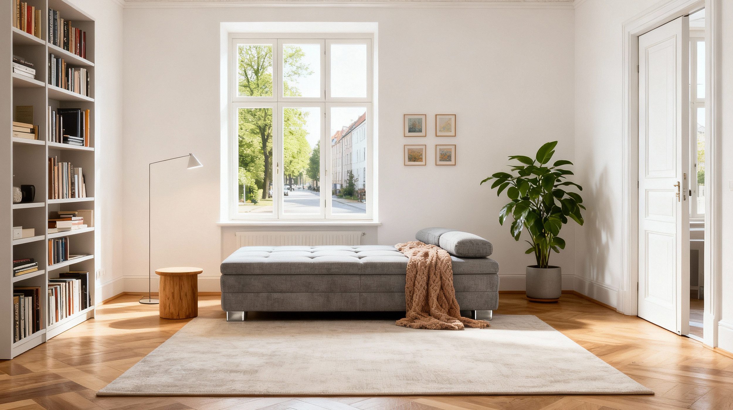 Die Möbelfundgrube® Schlafsofa LINDAU hellgrau 203 cm DAUERSCHLÄFER mit Bettfunktion / Bettkasten, Kaltschaumtopper / 2 Armlehnkissen / 2 Zierkissen / 2 Rückenkissen