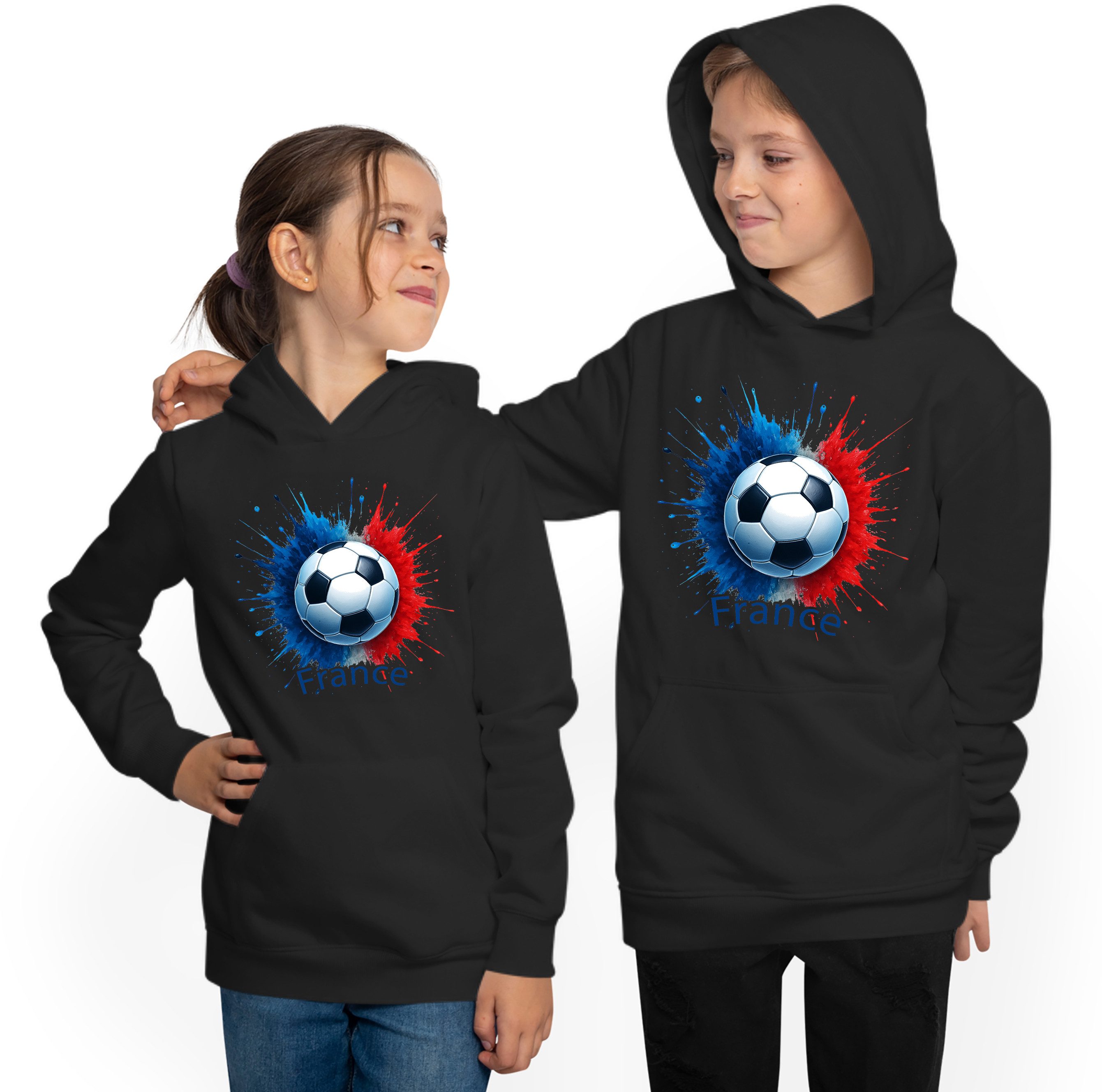 MyDesign24 Hoodie Kinder WM Hoodie Fussball Kapuzensweater – Frankreich Fan Hoodie i676