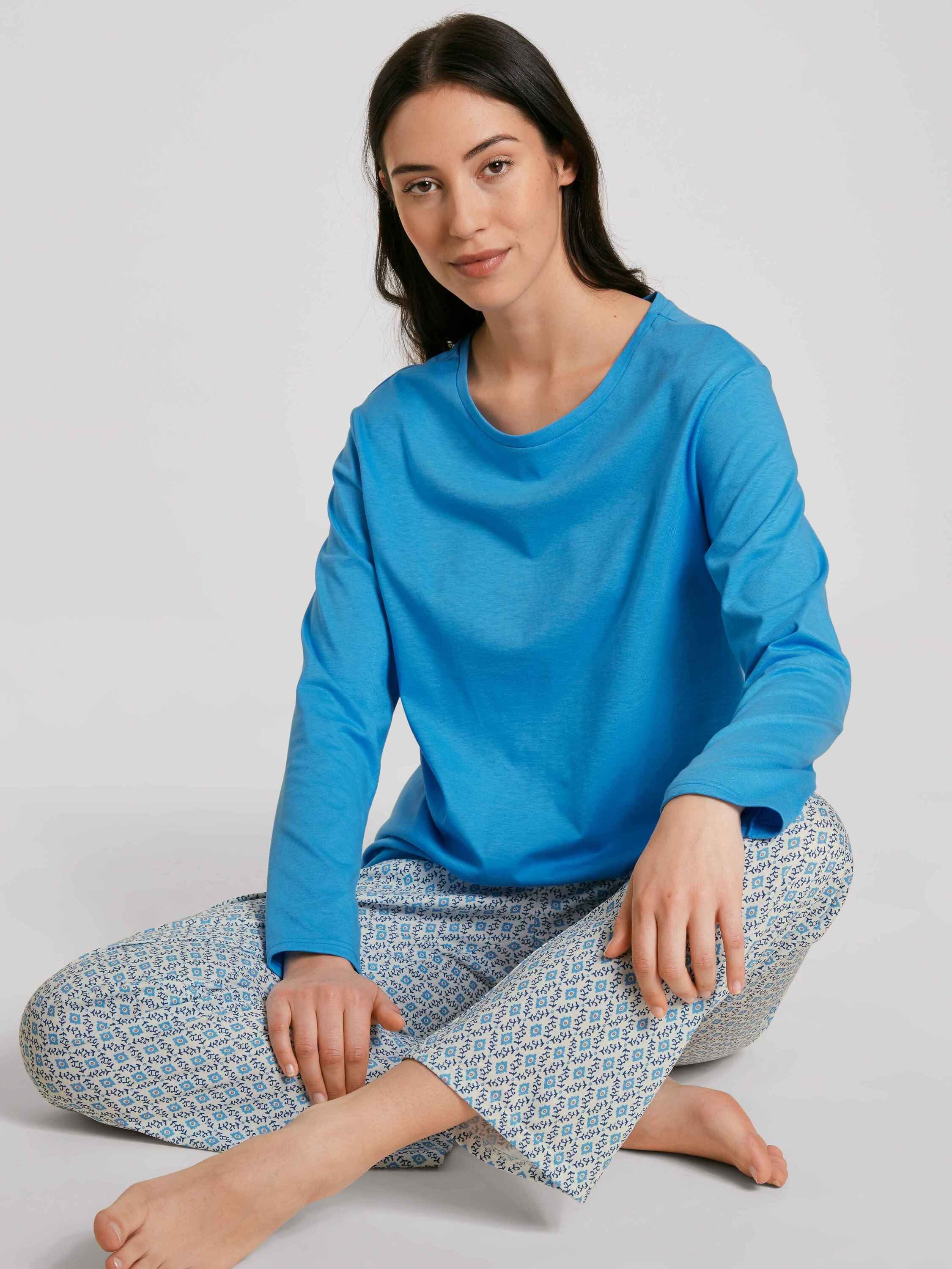 CALIDA Pyjama Pyjama, lang (2 tlg) azurit blue