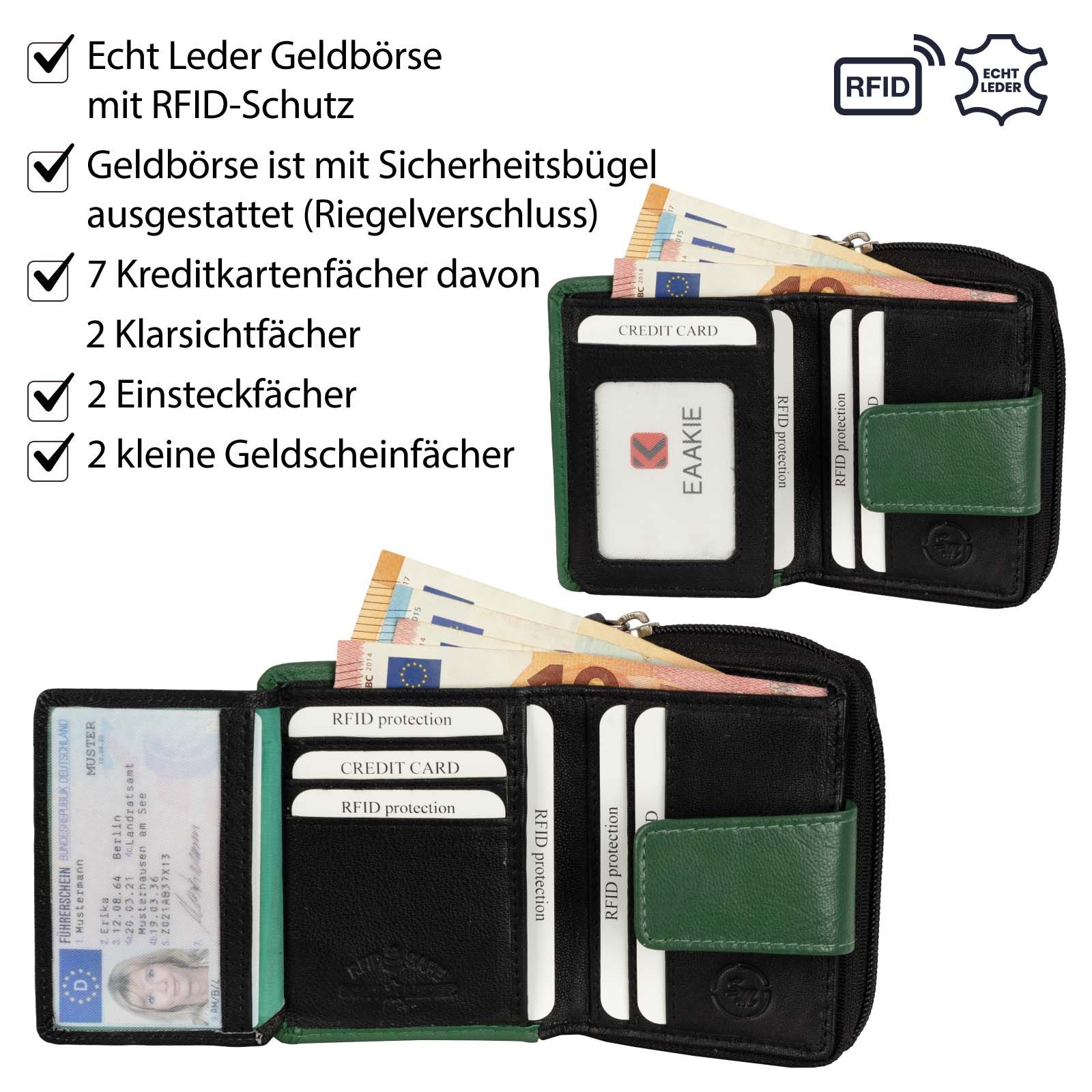 EAAKIE Geldbörse Kleine RFID Damen Geldbörse Kompakt Portemonnaie Mini Damenbörse Leder, Damen Geldbörse klappbar mit Drückknopf – Bild 4 von 5