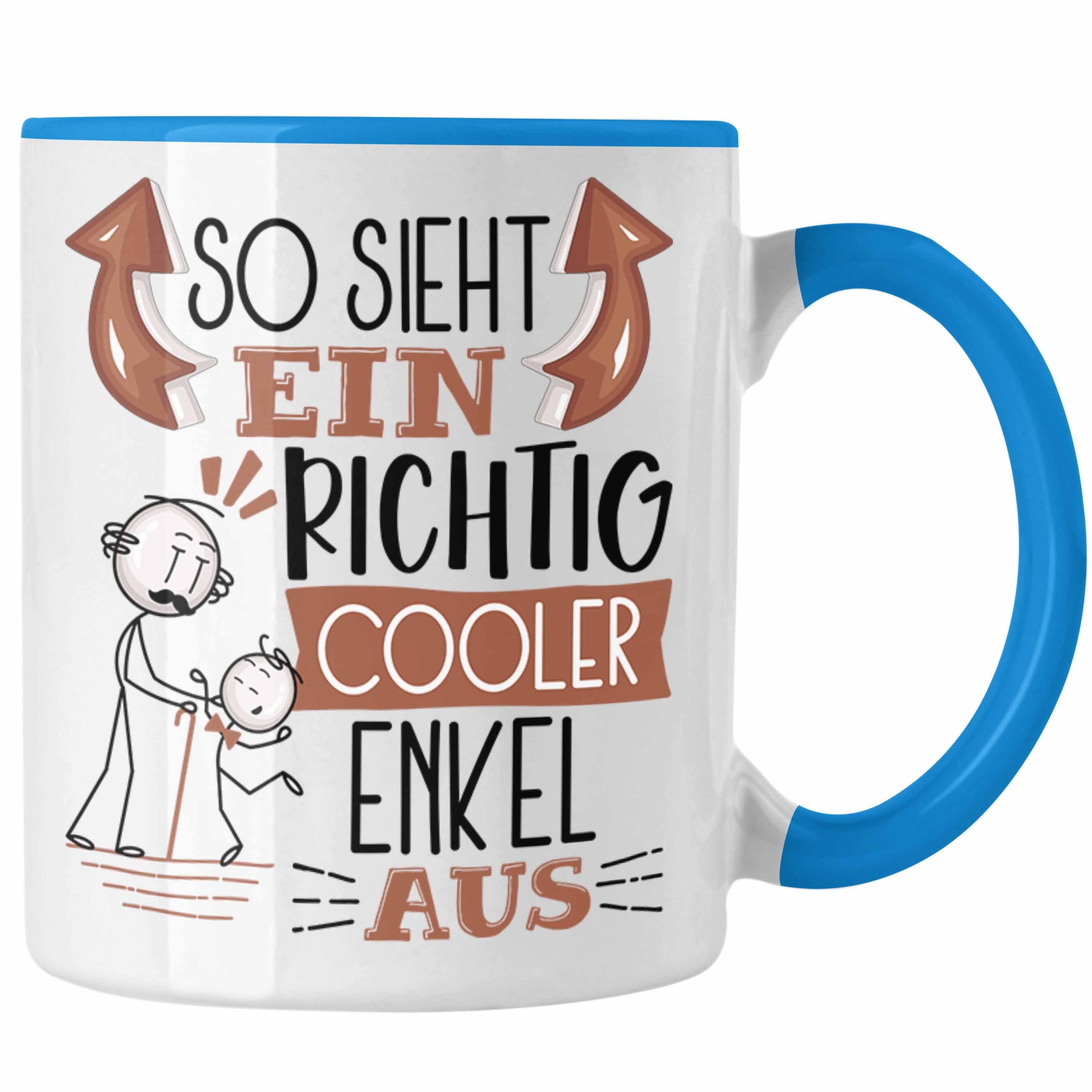 Trendation Tasse Enkel Tasse Geschenk So Sieht Ein RIchtig Cooler Enkel Aus Geschenkid Blau