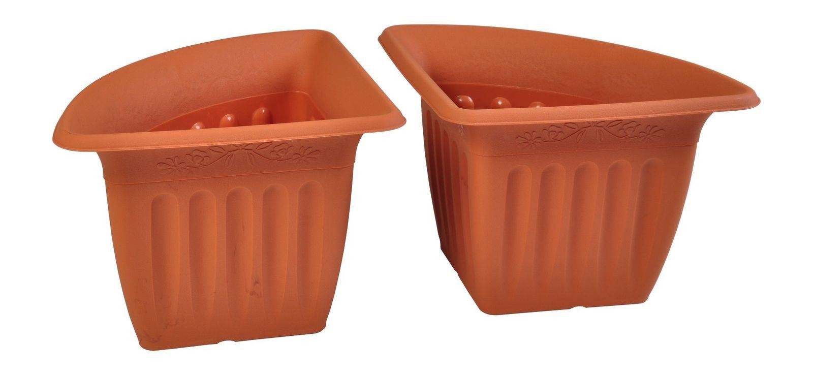 BURI Pflanzkübel Eck-Blumentopf 4er-Set Terrakotta Pflanztopf Blumenkübel Pflanzkübel P