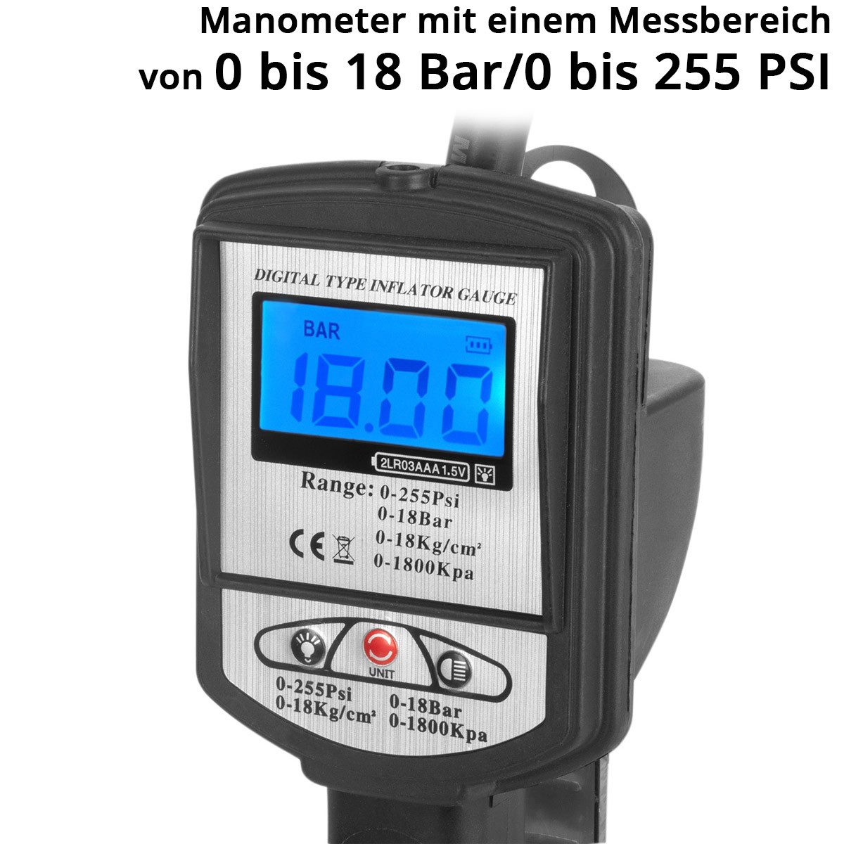 STAHLWERK Reifenfüllmessgerät Digitale Druckluft-Reifenfüllpistole DRP-18 ST – Bild 2 von 5
