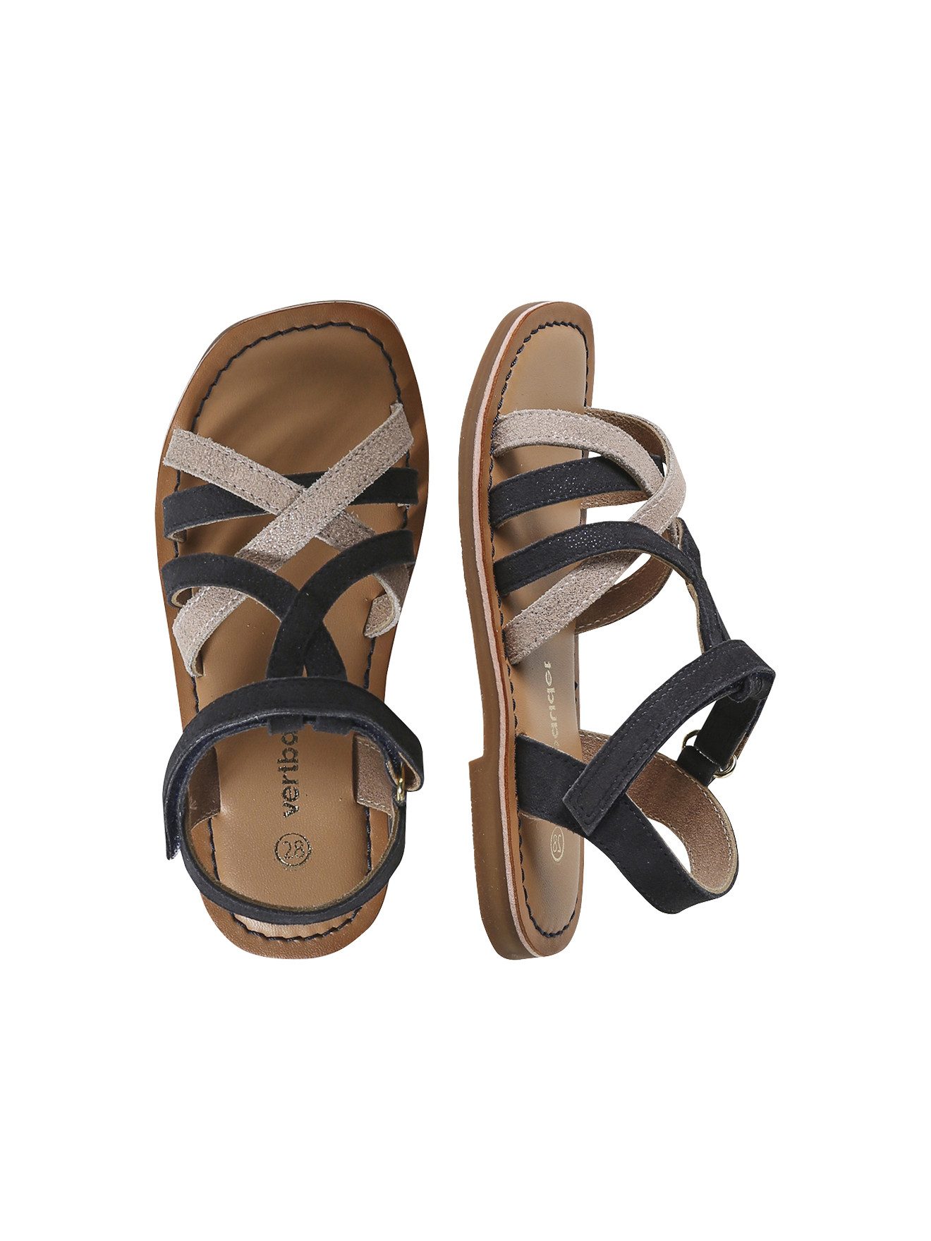 vertbaudet Kinder Leder-Sandalen mit Anziehtrick Sandale Anziehtrick