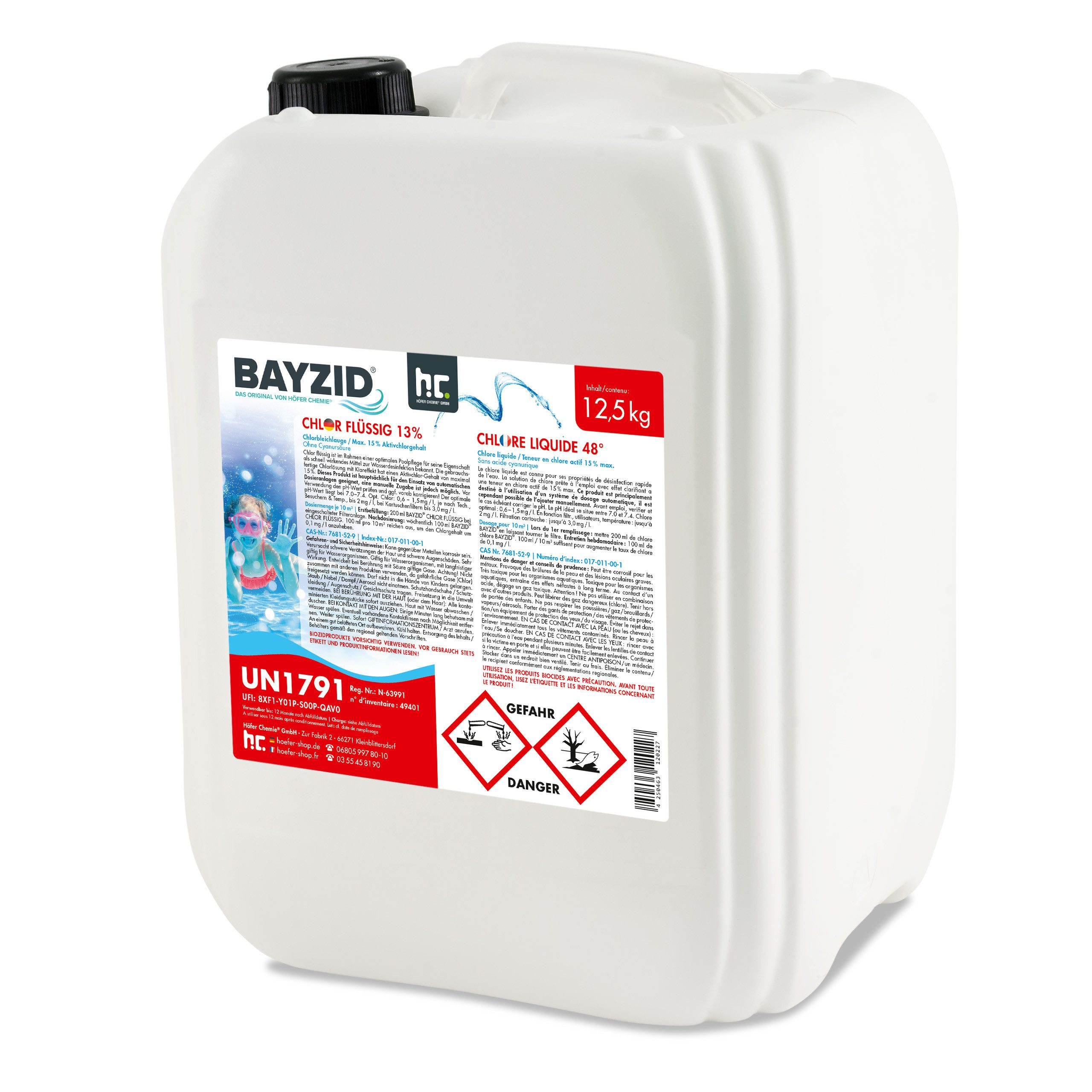 BAYZID Poolpflege 12,5 kg BAYZID® Chlor 13% flüssig