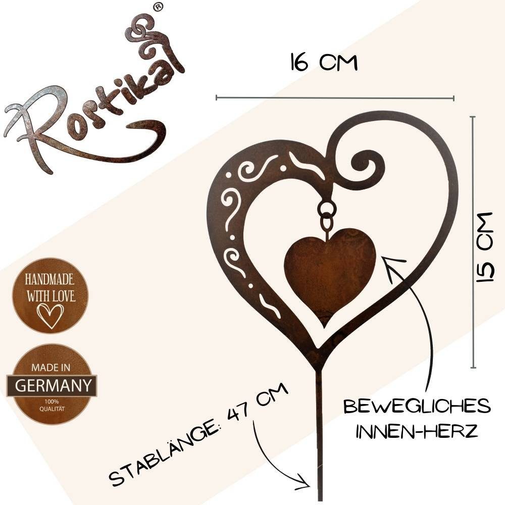 Rostikal Gartenfigur Rost Deko Herz, echter Rost günstig online kaufen