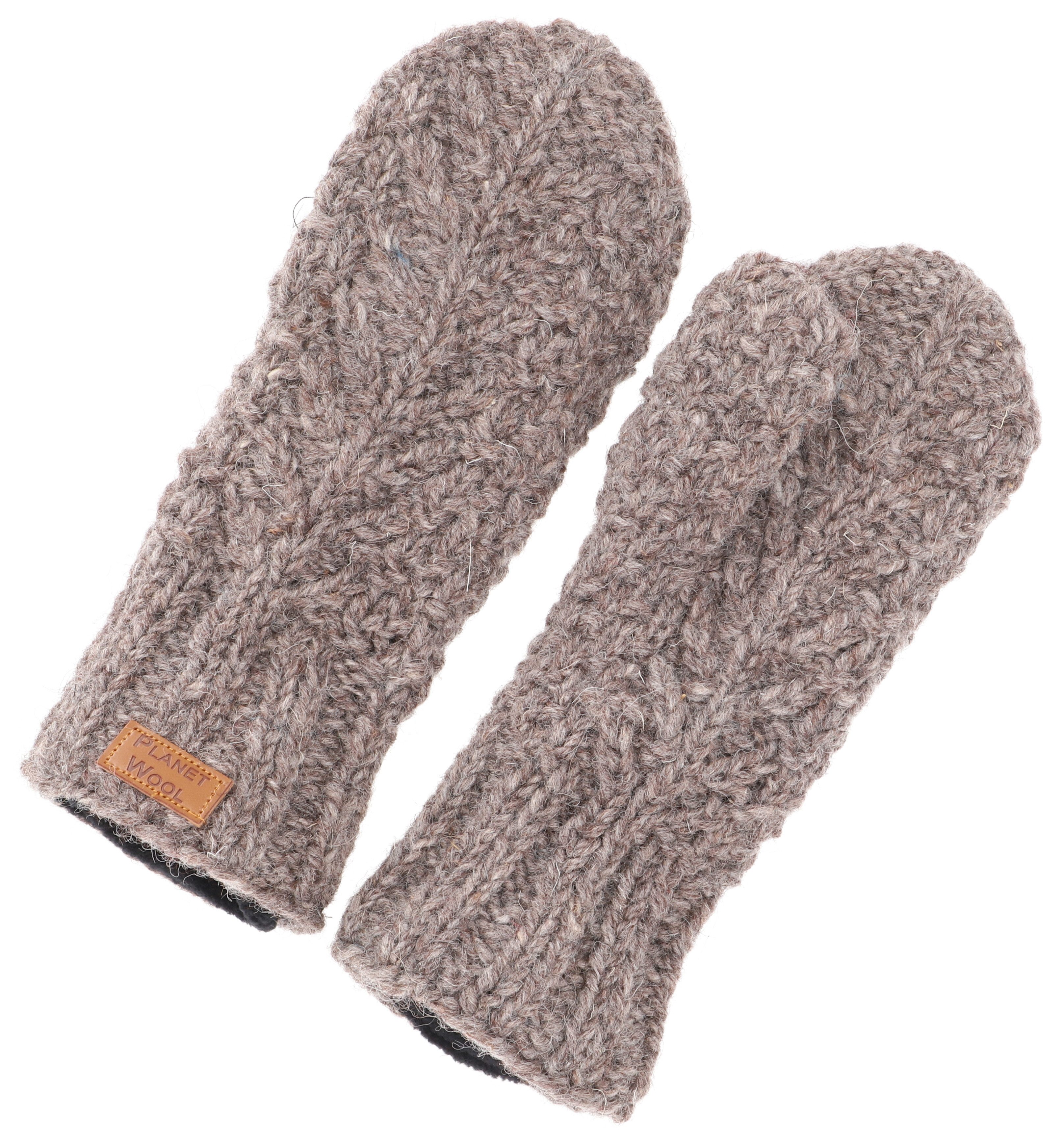 Guru-Shop Strickhandschuhe Handgestrickte Fausthandschuhe mit Muster,..