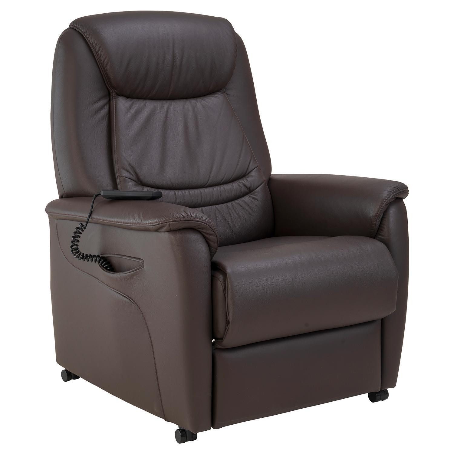 HUKLA Relaxsessel HU-RV19146, Schokobraun, Lederbezug, 2-motorisch, Aufstehhilfe, Relaxfunktion, mit Fernbedienung