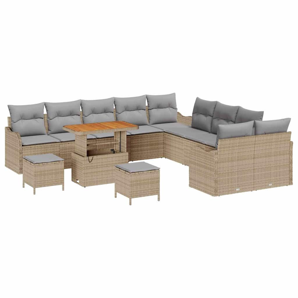 vidaXL Loungesofa Garten-Sofa-Set mit Kissen 13 pcs Beige und Hellgrau, 13 Teile