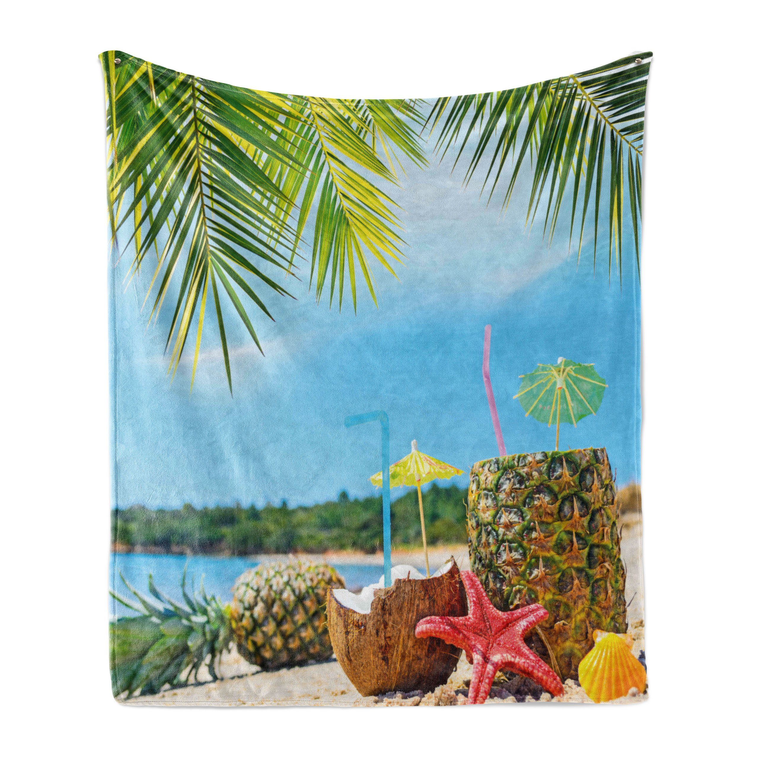 Wohndecke Gemütlicher Plüsch für den Innen- und Außenbereich, Abakuhaus, Strand Coconut Ananas Sommer