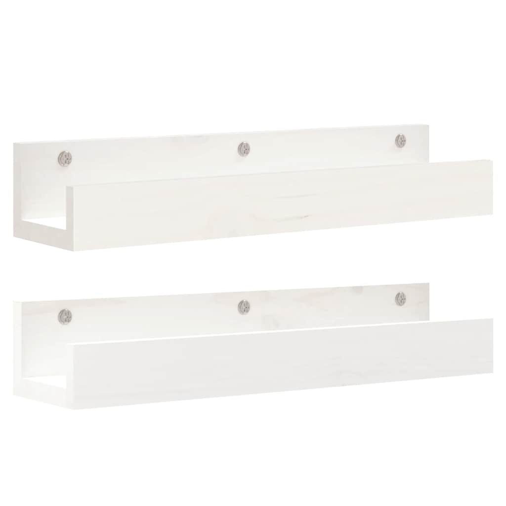 furnicato Wandregal aus massivem Kiefernholz Weiß 50 x 12 x 9 cm, 1-tlg., Rustikales Bord mit Ablage für Bücher und Deko im Wohnzimmer