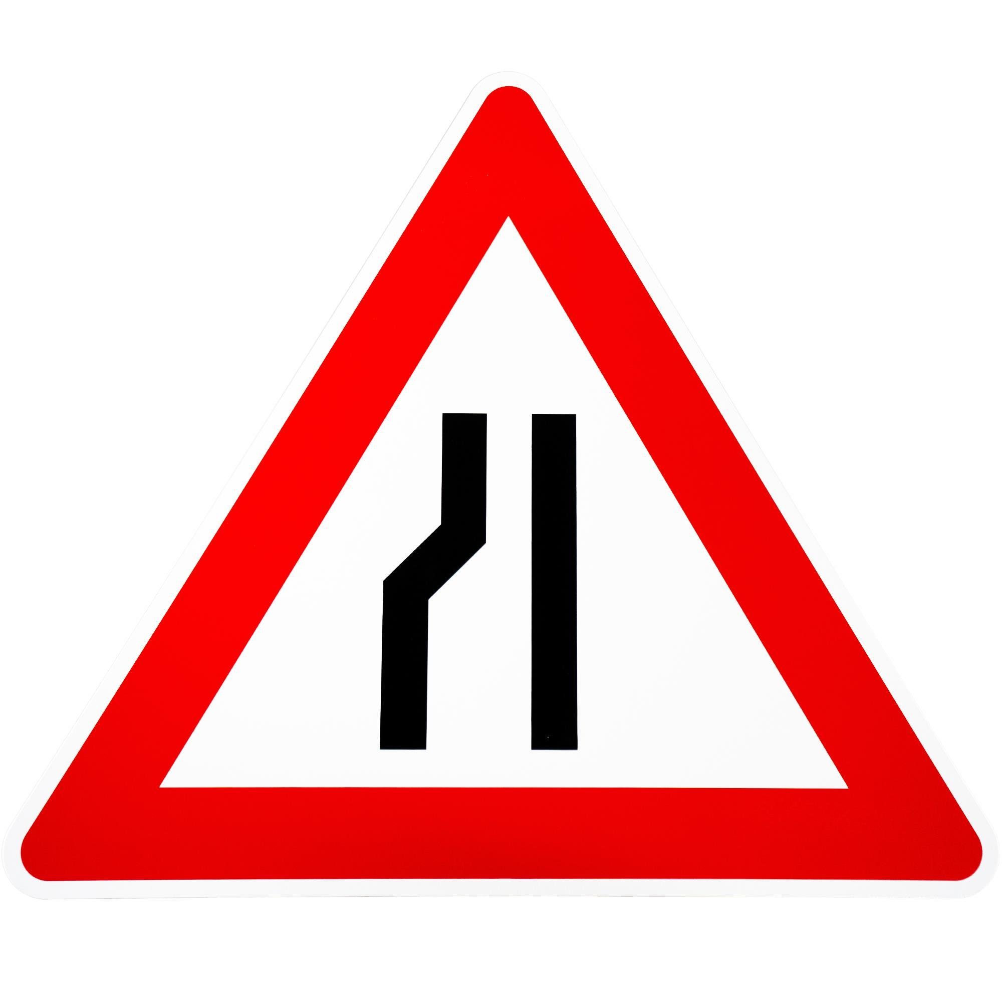 BauSupermarkt24 Verkehrsschild Verkehrszeichen 121-20 Einseitig verengte Fahrbahn links 900mm Schild