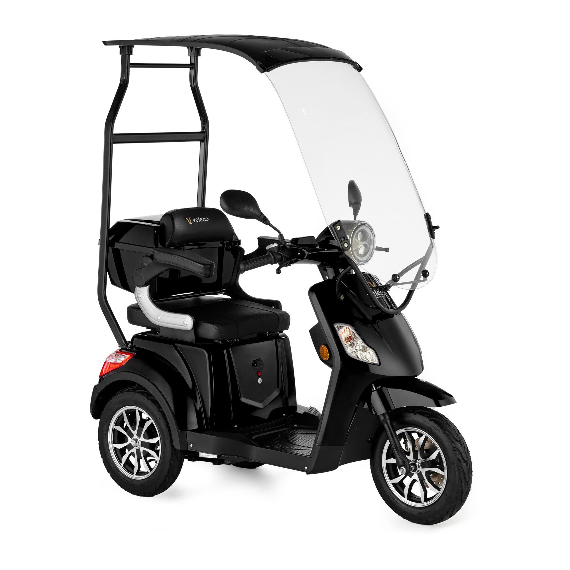 Veleco Elektromobil Draco mit Dach und Lithium Akku - Seniorenmobil - 3-Rad - Fahrbereit, 12,00 km/h, Herausnehmbarer Lithium-Ionen Akku - Dach mit Windschutzscheibe