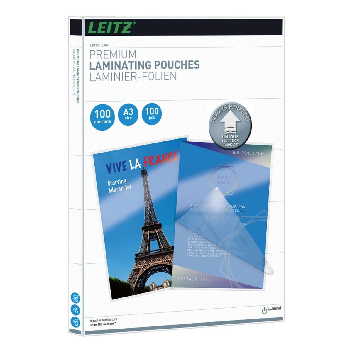 LEITZ Laminierfolie iLAM UDT, A3, 100 mic, glänzend