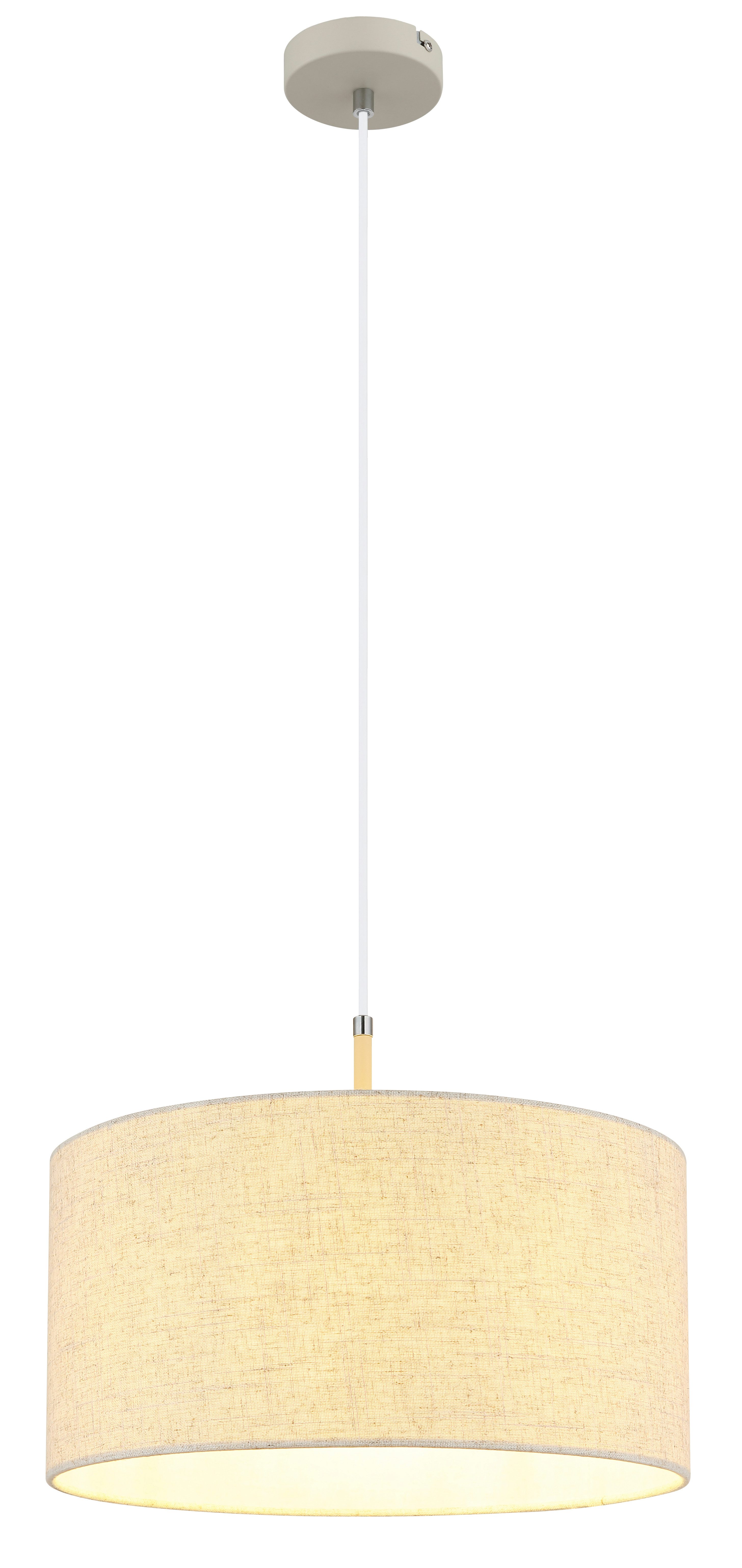GLOBO LIGHTING Hängeleuchte DELEON, Leuchtmittel wechselbar, Hängeleuchte sandfarben matt mit Creme-Textilschirm, kürzbar