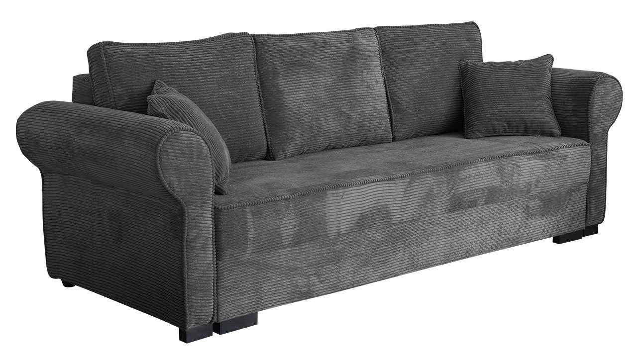 Sitzer Set 22 Schlaffunktion MIRJAN24 Polstersofa, Schlafsofa Freistehendes Poso Bettkasten, Sofa, Kissen Cord, mit 3 Olimpia und