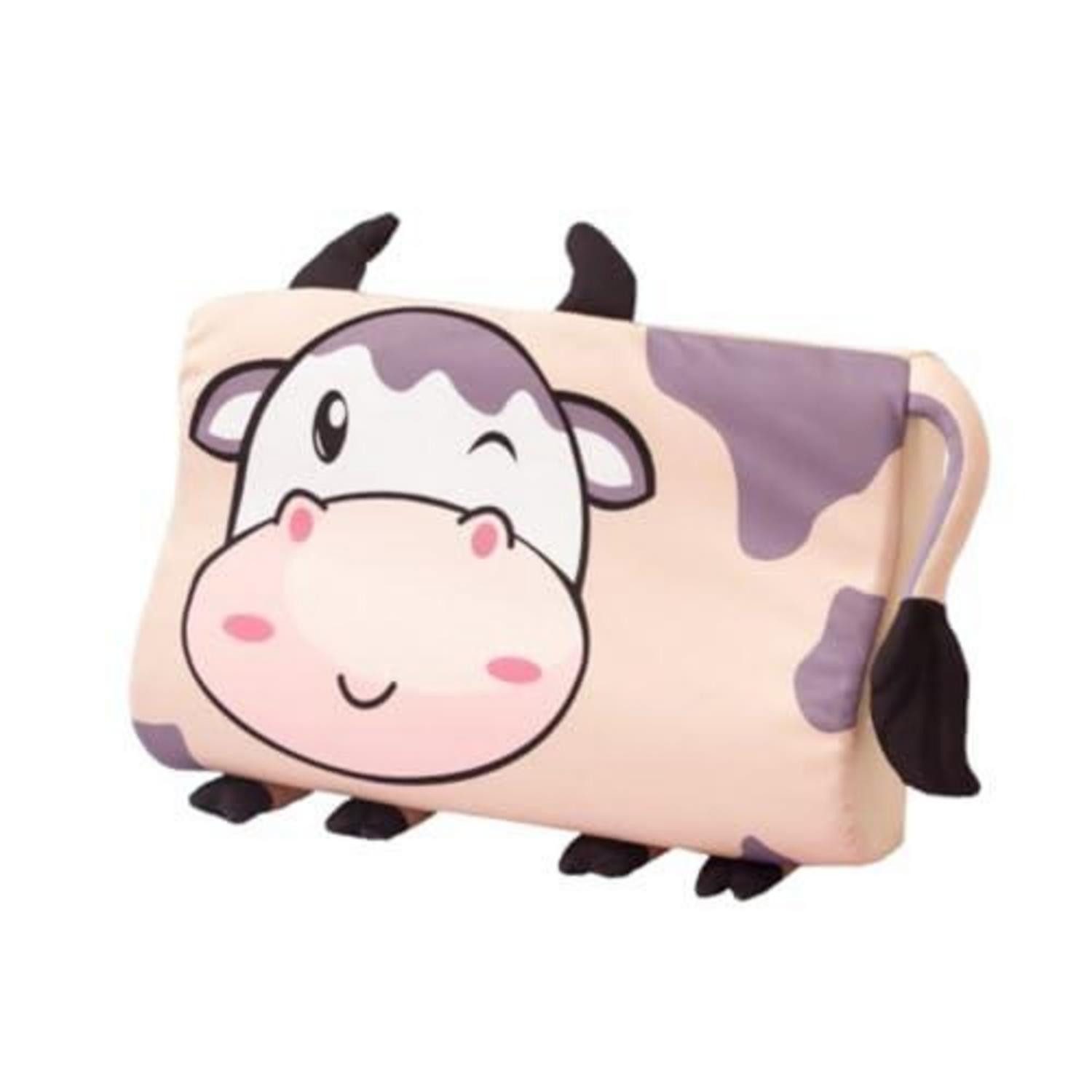 LuxusKollektion Kinderdaunenkissen Kinderkissen Ergonomisch Kawaii Tiere Atmungsaktiv Kuh 50*30 cm