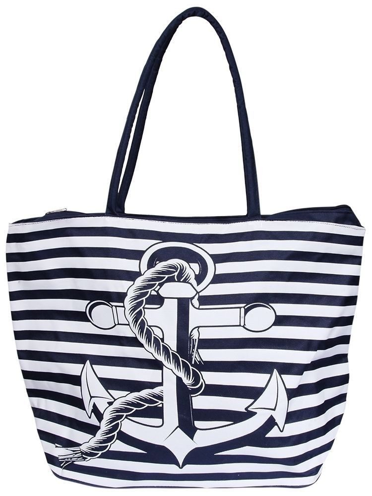 Cham Cham Henkeltasche Blacks Strandtasche aus Textil, maritim, blau/weiß (Einzeln)