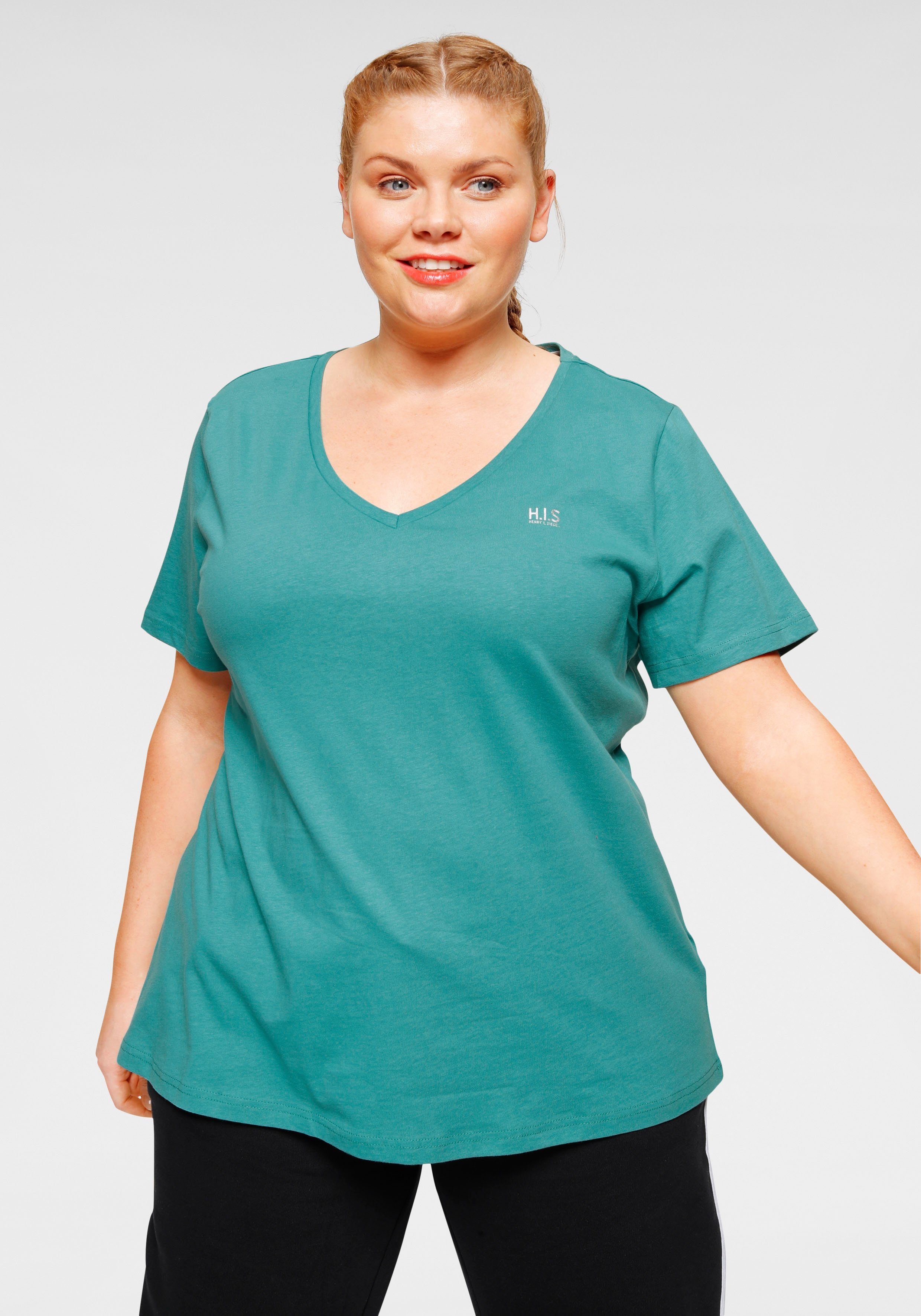 H.I.S T-Shirt Essential-Basics (3er-Pack) figurumspielender Schnitt, aus Baumwolle