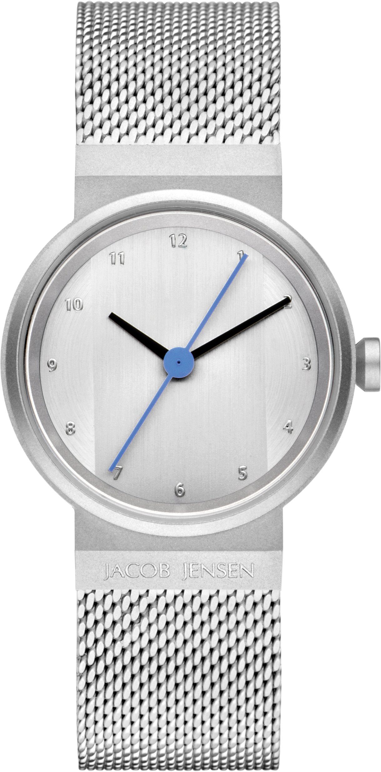 Jacob Jensen Quarzuhr Damenuhr Design Edelstahl Milanaise Uhrband NEW LINE ⌀29mm, extra langer Sekundenzeiger silber