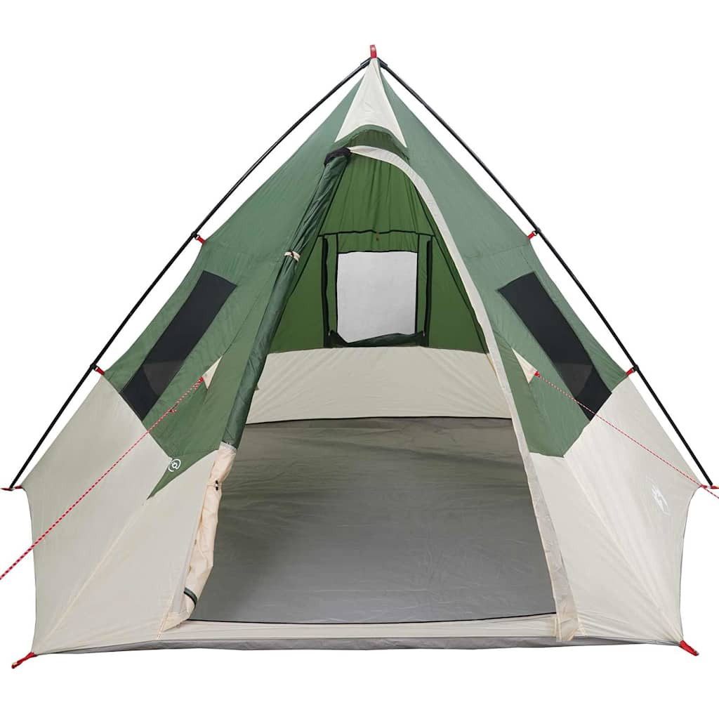 vidaXL Tipi-Zelt Tipi Zelt mit Dach mit Speicher Grün 383 x 338 x 217 cm Taft, (1 tlg)