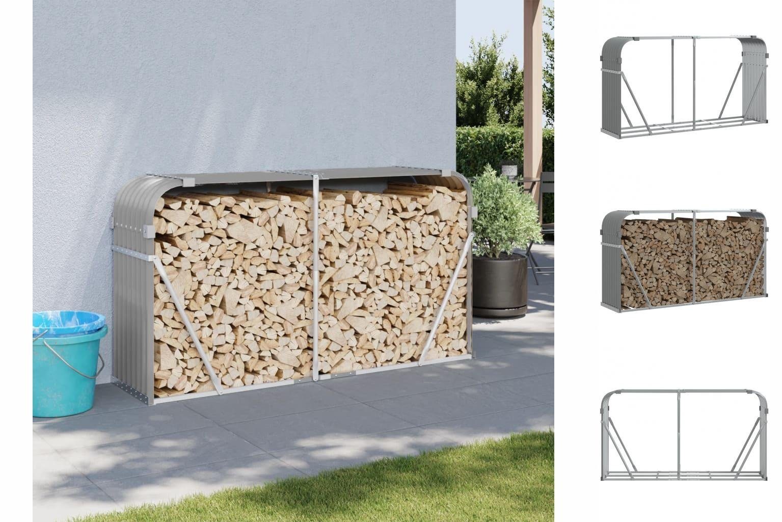 vidaXL Kaminholzregal Holzlagerplatz Kaminholzunterstand Hellgrau 180x45x100 cm Verzinkter S, BxTxH:0x0x0 cm