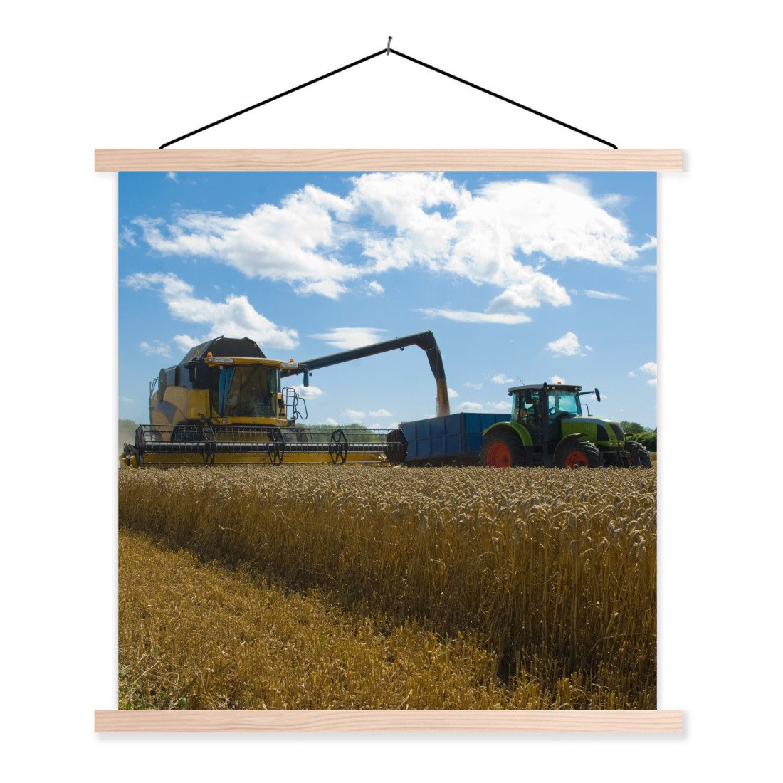 MuchoWow Poster Traktor - Bauernhof - Landleben - Ernte - Getreide, (1 St), Posterleiste, Textilposter für Wohnzimmer, Bilderleiste, 60x60 cm