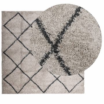 Teppich Teppich Shaggy Hochflor Modern Beige und Anthrazit 200x200 cm, vidaXL, Quadrat