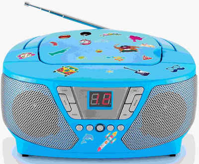 BigBen tragbarer CD Player Kids blau FM Radio AUX-IN 400 Sticker AU364446 CD-Player