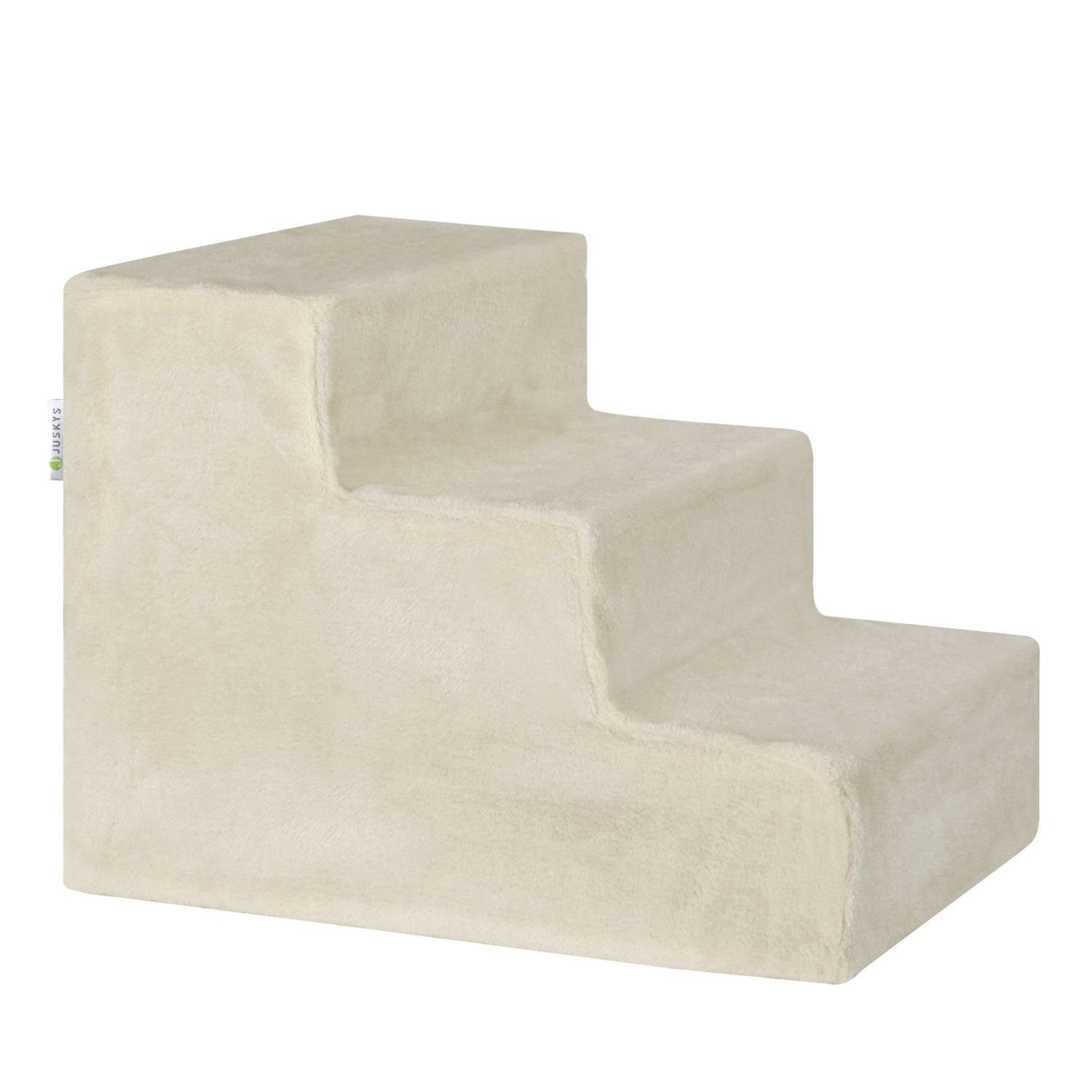 Juskys Haustiertreppe Timmy, waschbarer Plüschbezug, belastbar bis 50 kg günstig online kaufen