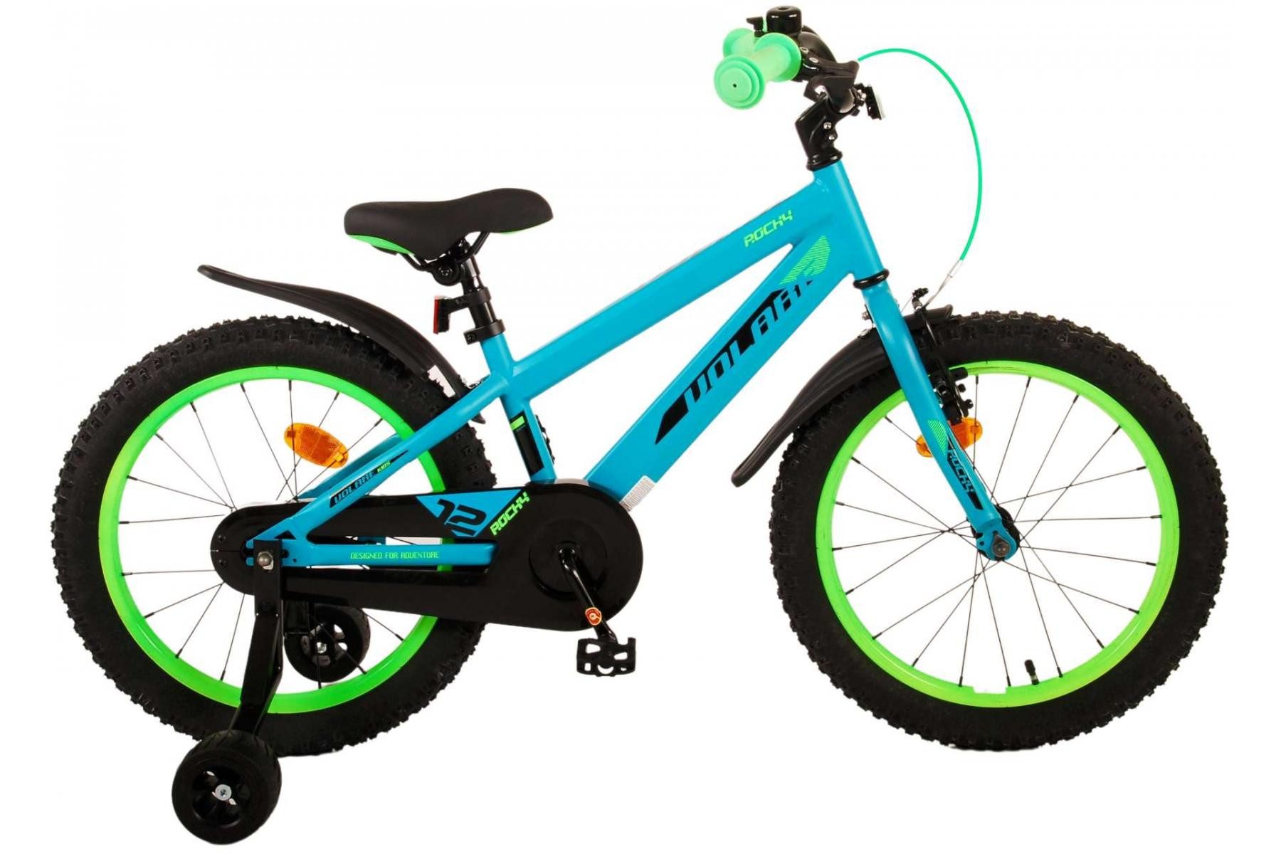 Volare Kinderfahrrad Volare Rocky - Jungen - 18 Zoll - Grün, Geschlossener Kettenschutz, Handbremse und Rücktrittbremse