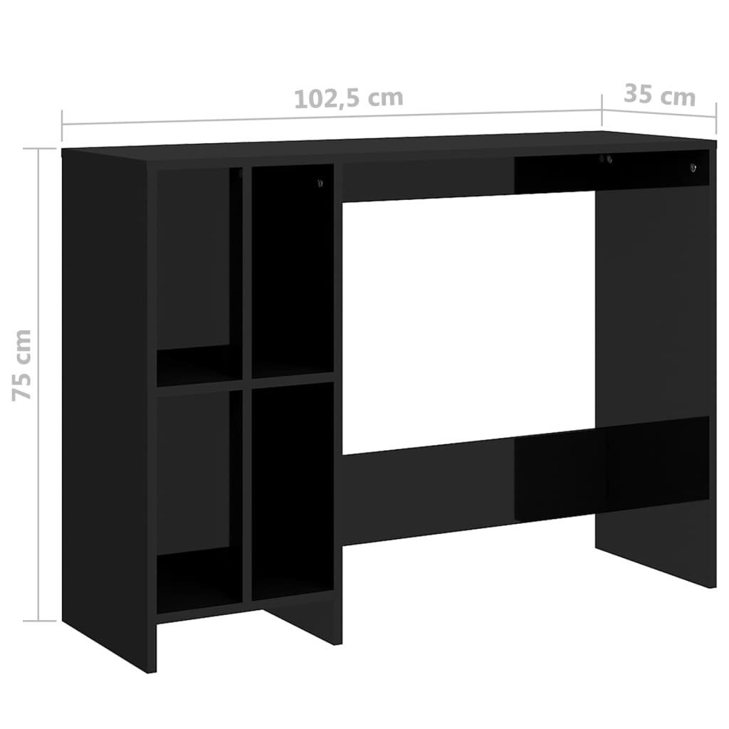 Hochglanz-Schwarz Computertisch 102,5x35x75 Schreibtisch Holzwerkstoff cm furnicato