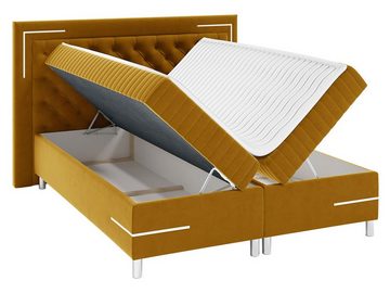 MIRJAN24 Boxspringbett Tenosi 5 LED (mit zwei Bettkästen), LED-Beleuchtung, Metallfüße in der Farbe Silber, Bonellfederkern
