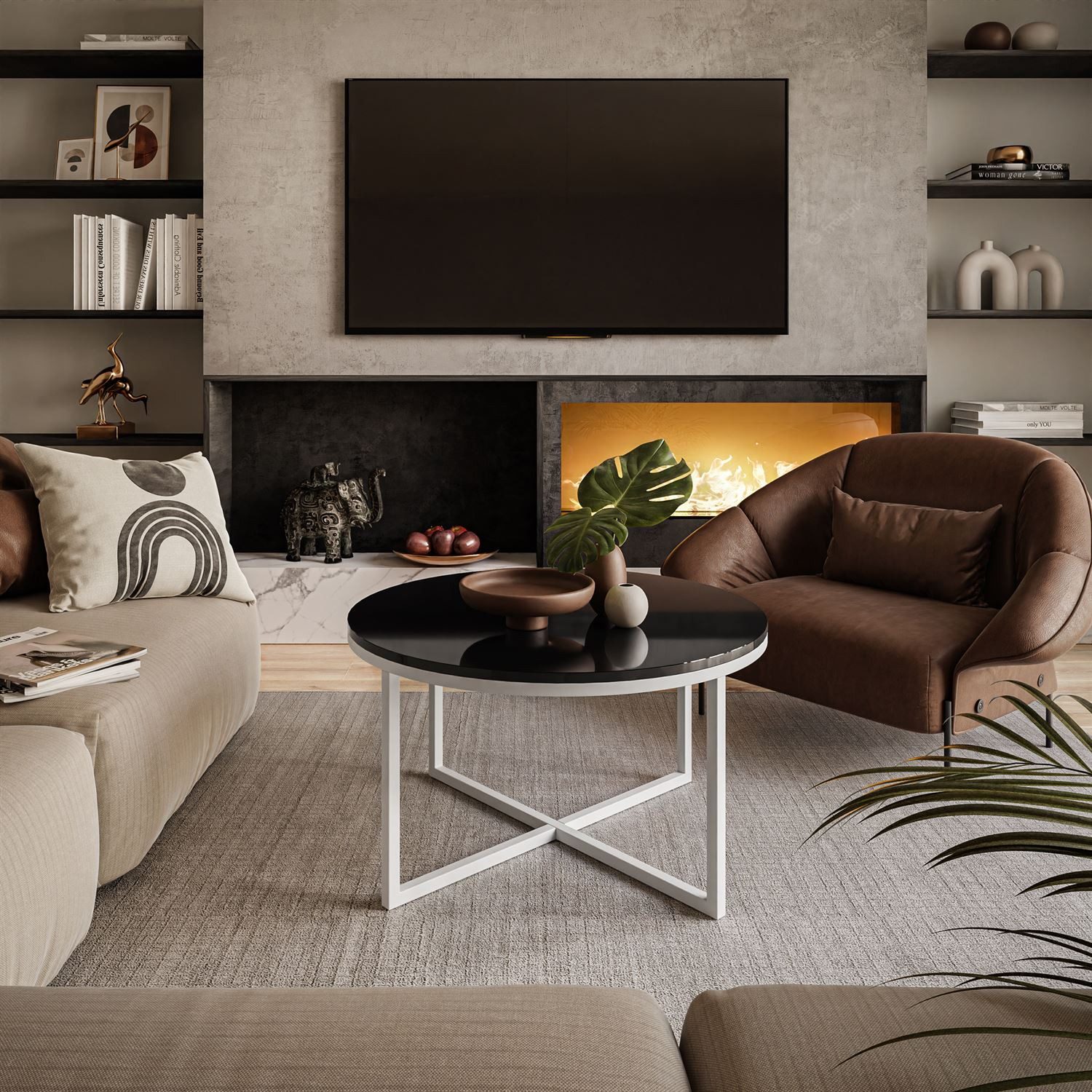 Lookway Couchtisch Runder Couchtisch CIRI-X Hochglanz günstig online kaufen